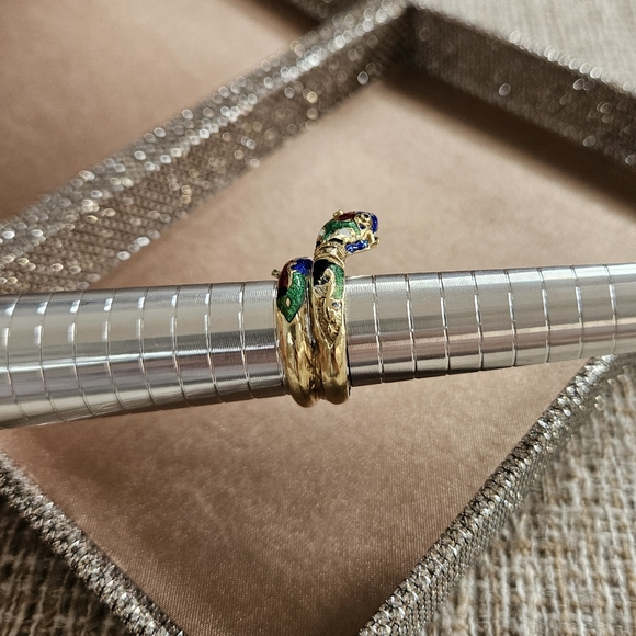 Vintage 14k Gold Enamel Serpent Wrap Coil Ring - Picture 5 of 15